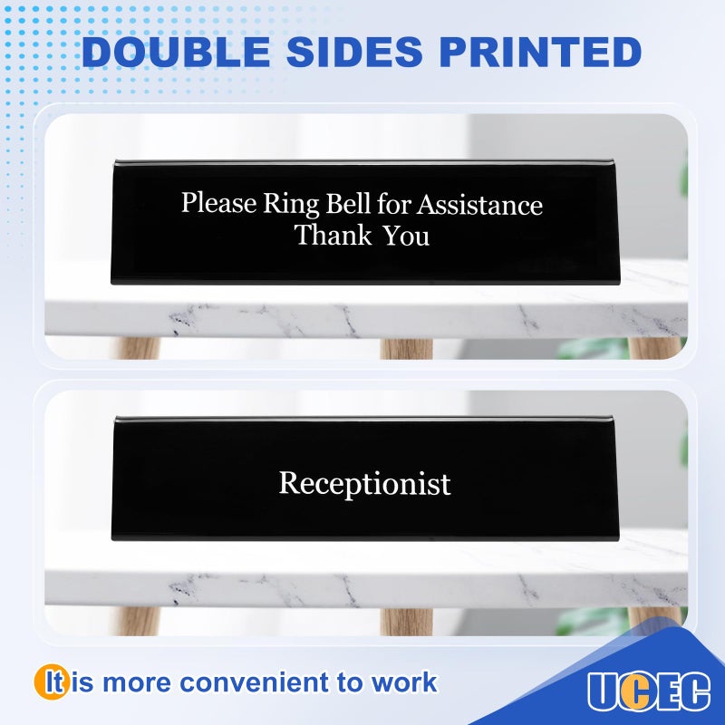 UCEC Desk Bell for Service, Ring Bell Sign, Dinner Bell for Inside, Call Bell & Double-Side Please Ring Bell, No Receptionist, Reception for Hotels Schools Restaurants Reception Areas - Image 3